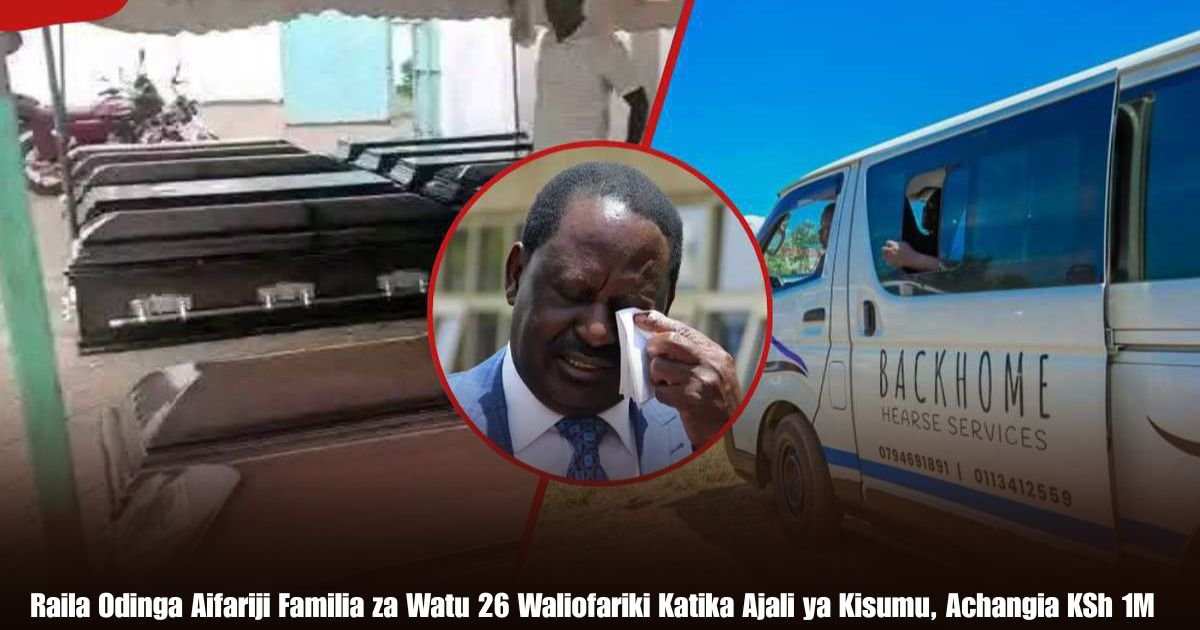 Raila Odinga Aifariji Familia za Watu 26 Waliofariki Katika Ajali ya Kisumu, Achangia KSh 1M