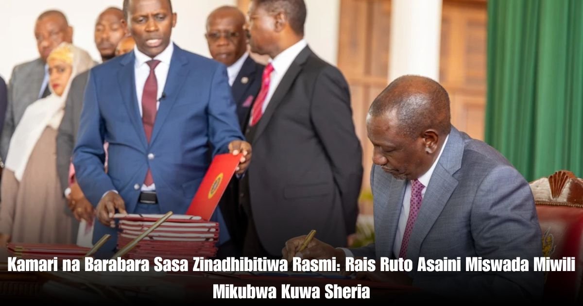 Kamari na Barabara Sasa Zinadhibitiwa Rasmi: Rais Ruto Asaini Miswada Miwili Mikubwa Kuwa Sheria