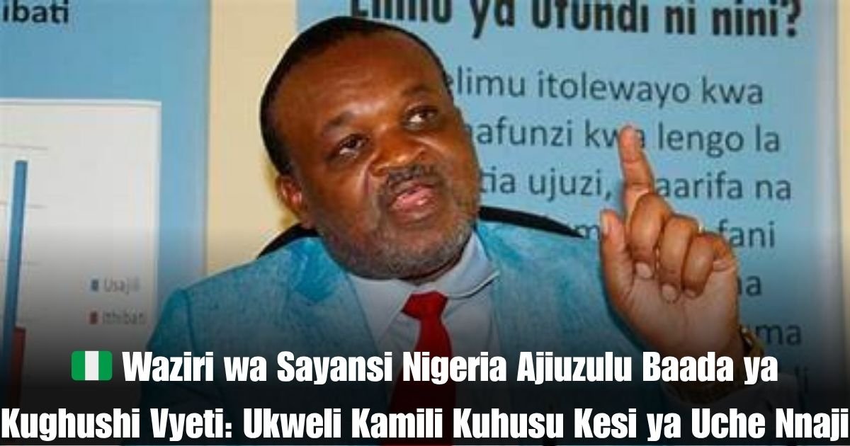 🇳🇬 Waziri wa Sayansi Nigeria Ajiuzulu Baada ya Kughushi Vyeti: Ukweli Kamili Kuhusu Kesi ya Uche Nnaji