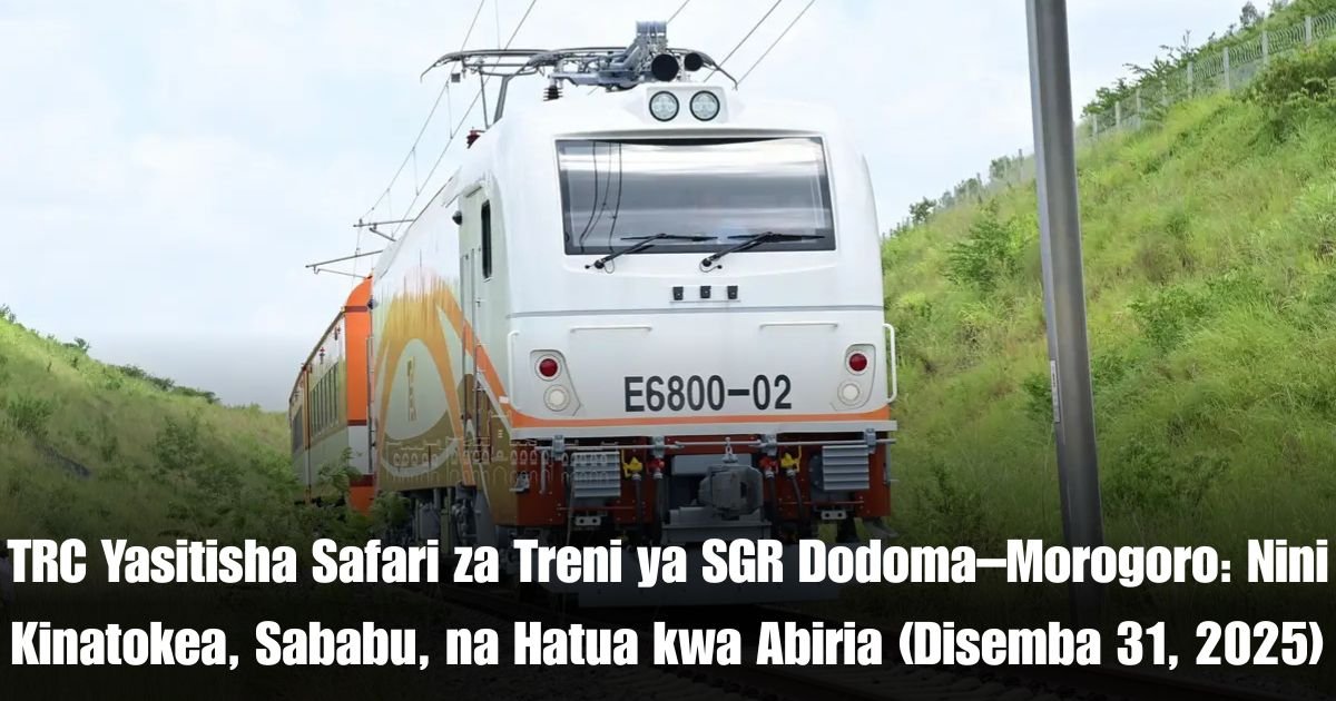 TRC Yasitisha Safari za Treni ya SGR Dodoma–Morogoro: Nini Kinatokea, Sababu, na Hatua kwa Abiria (Disemba 31, 2025)